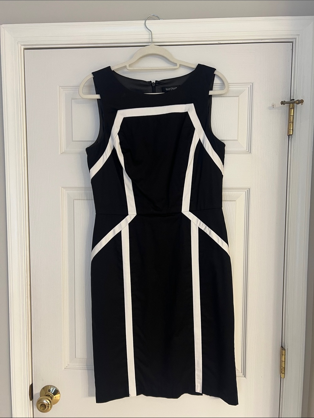 White House Black Market Black Sheath Dress with White Paneling